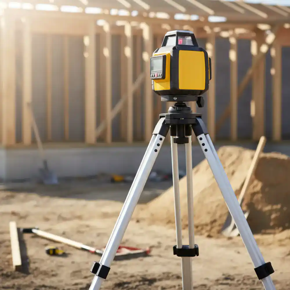 Professional rotary laser level on tripod
